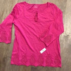 Talbots 3/4 sleeve embroidered top with tags M